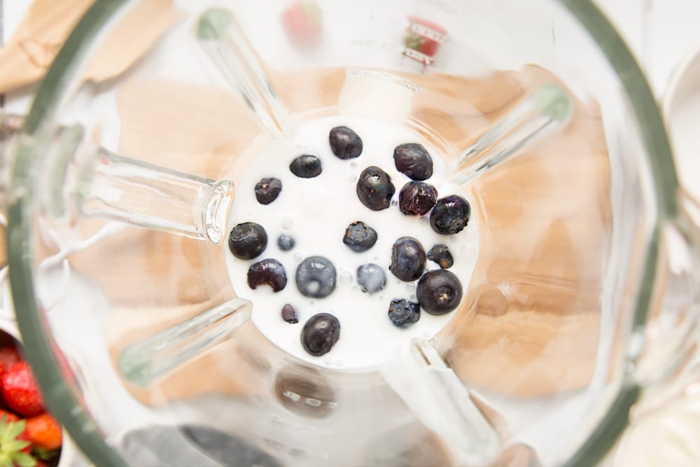 Mix the blueberries and yogurt until they are 'crushed'