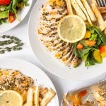 Herby baked chicken with baked parsnip fries