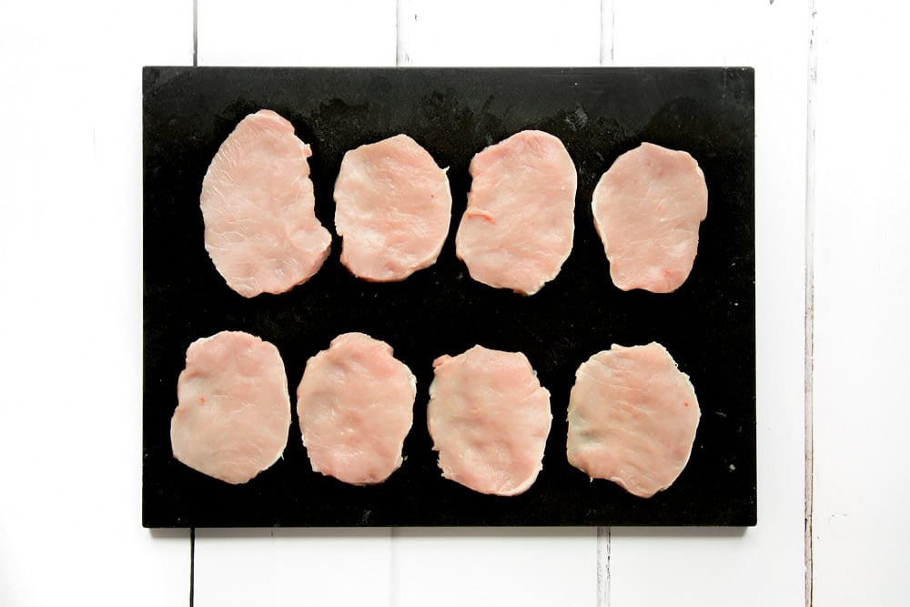 Pork medallions, shown ready to be marinated