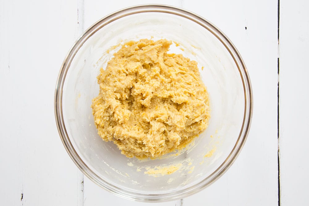 Preparing the sweetcorn cookie dough