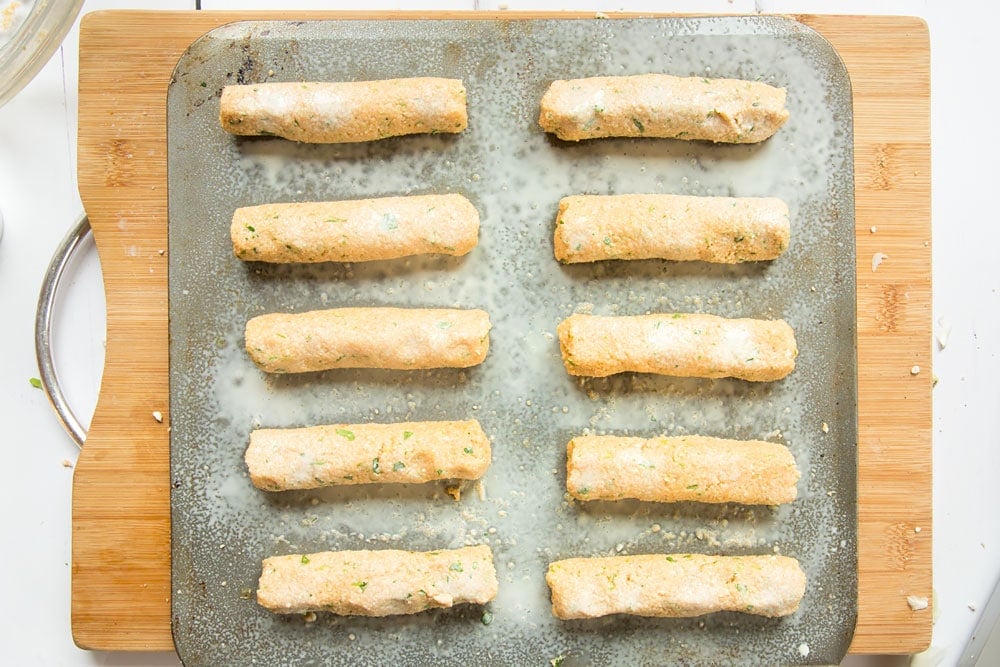 Preparing the no waste veggie sausages