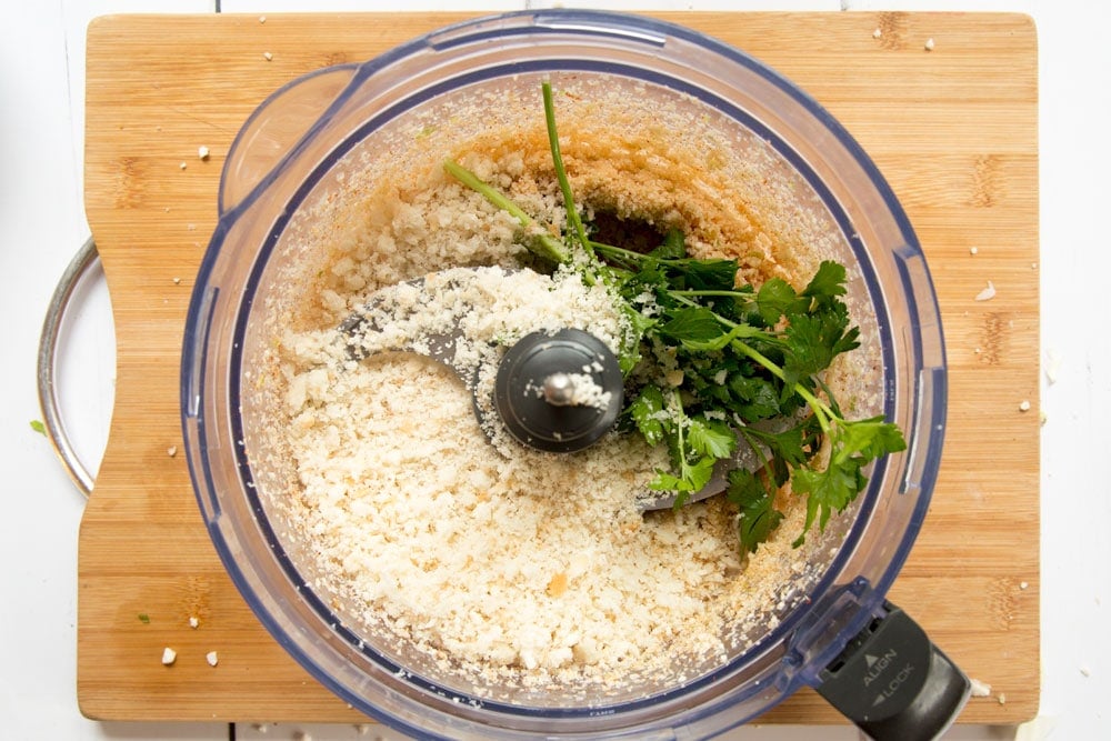 Preparing the no waste veggie sausages