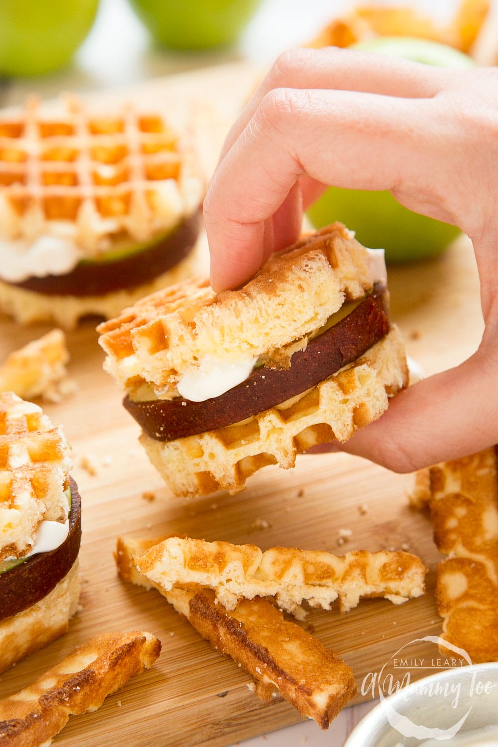 Fun, sweet and delicious waffle apple burgers - a great dessert that's fruity, kid friendly and gluten free