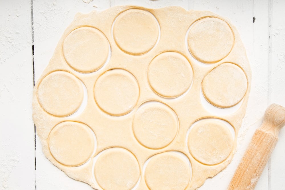 Cut out 8cm discs for your mince pies