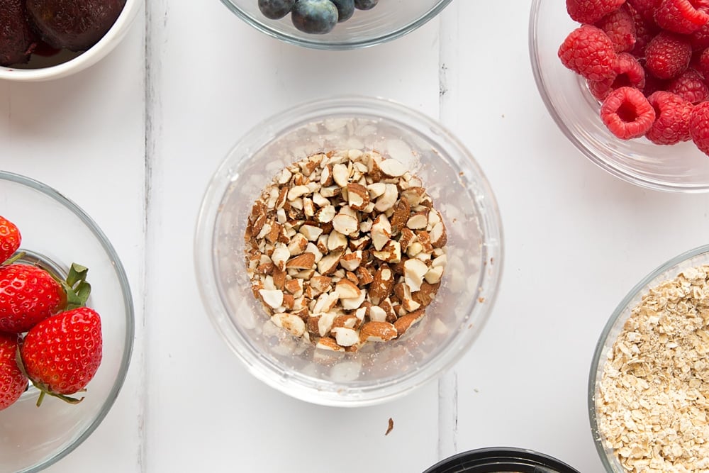 Chopped almonds, easily chopped thanks to the Breville Blend Active Pro personal blender