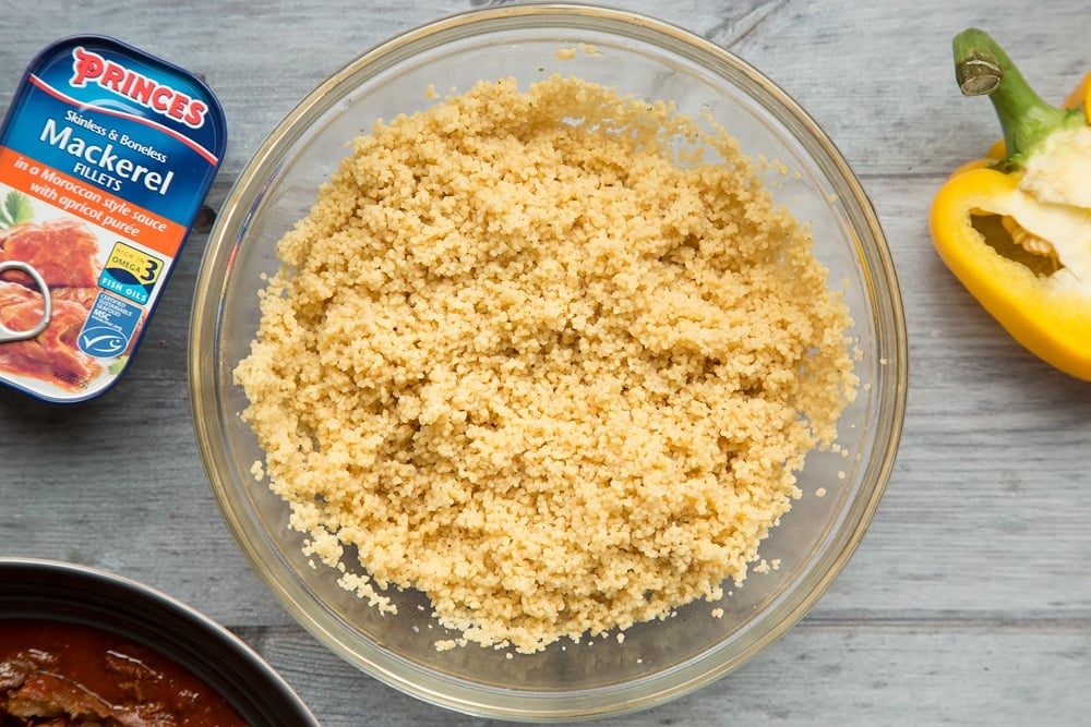 Couscous, part of this easy to make Moroccan-style mackerel vegetable couscous dinner