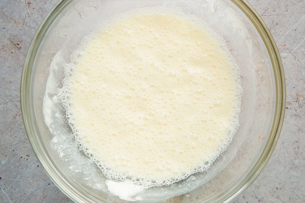 Milk is added to the pancake mix