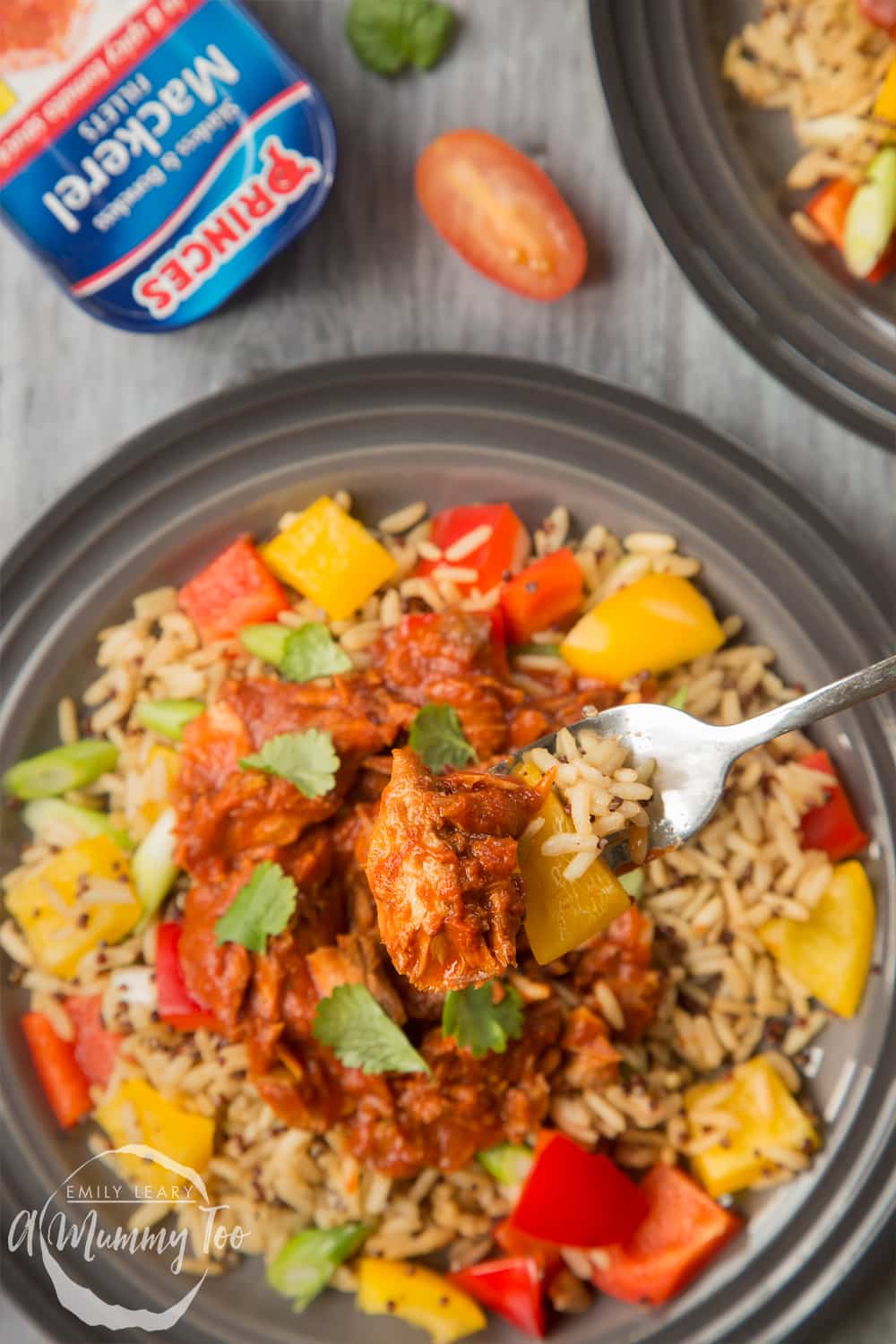 Spicy tomato mackerel with rice, made with Princes mackerel fillets in a spicy tomato sauce