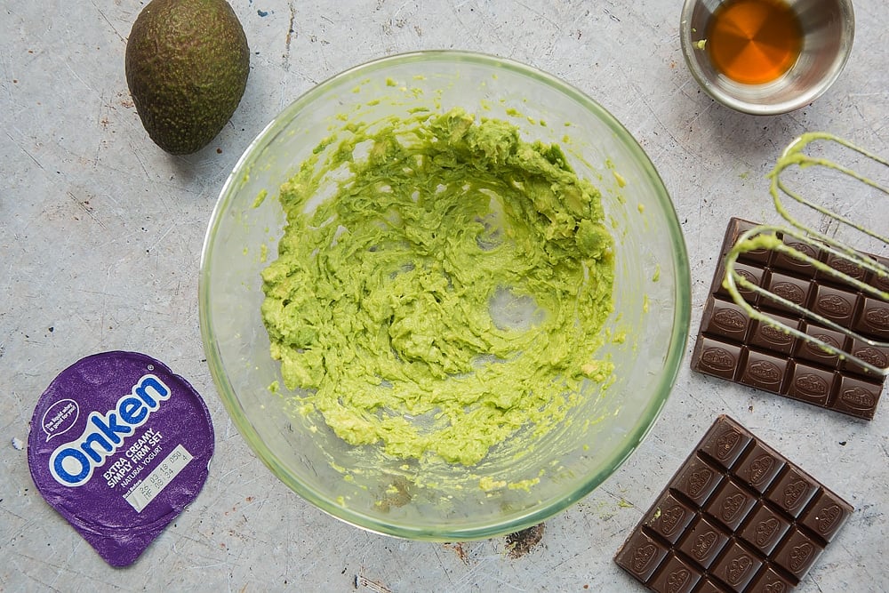 Whisked avocado, prepared in a bowl