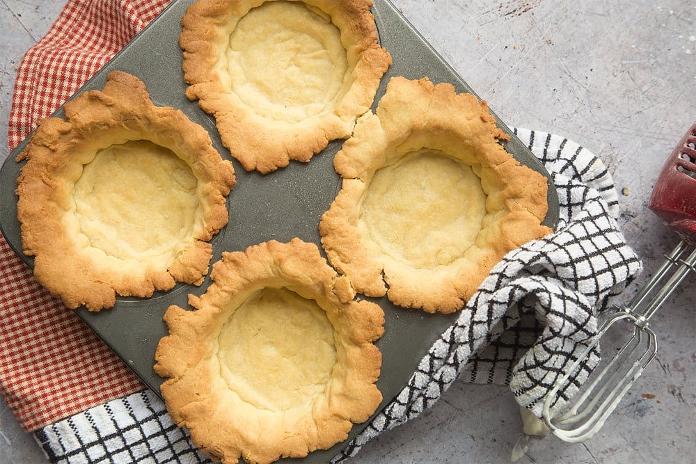 Freshly baked whipped yogurt fruit tart cases