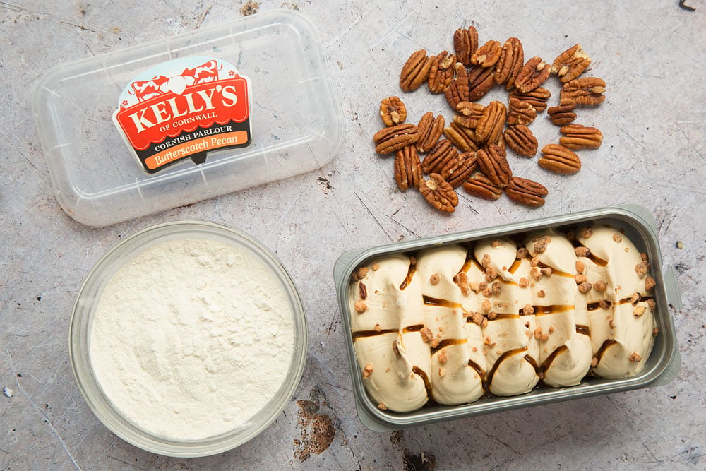 This butterscotch and pecan ice cream is a key ingredient of the butterscotch pecan ice cream loaf 
