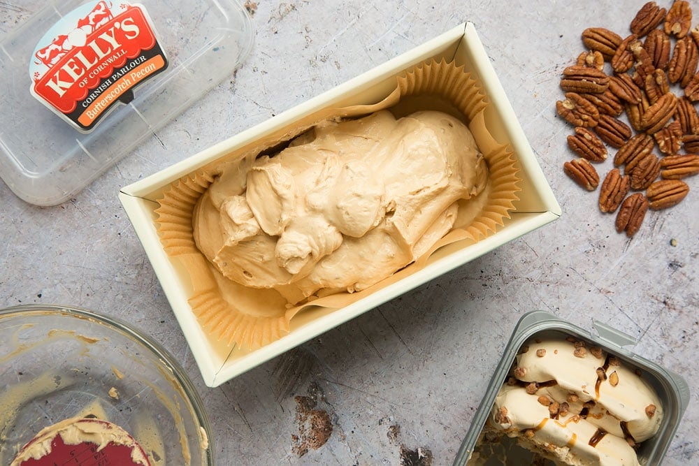 Pour the ice cream batter into a loaf tin