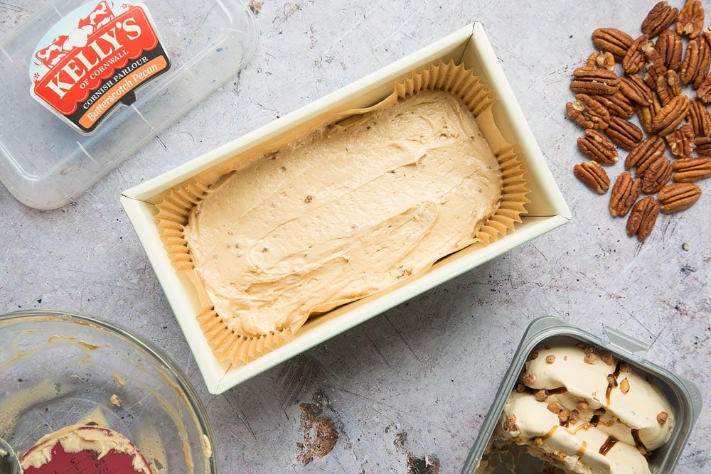 Level off the ice cream batter to create your ice cream loaf