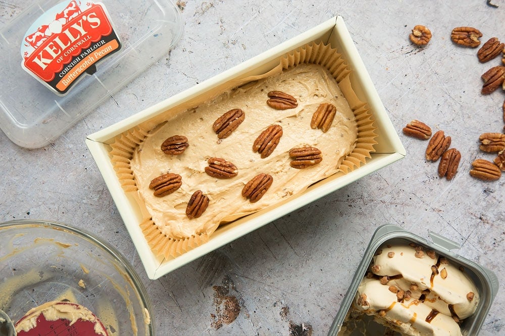 Top your ice cream loaf with pecans