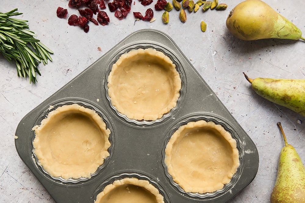 Tart cases, shown ready to be filled