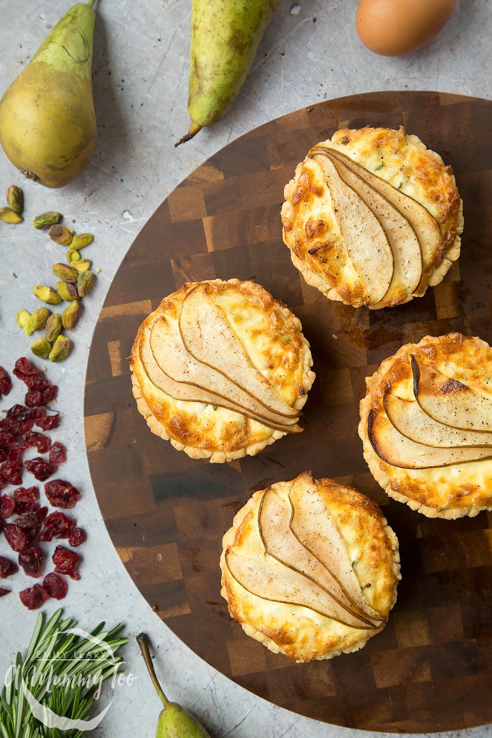 Freshly baked rosemary goat's cheese tarts