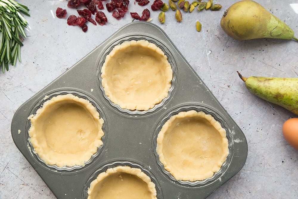 The tart bases are created inside the tin