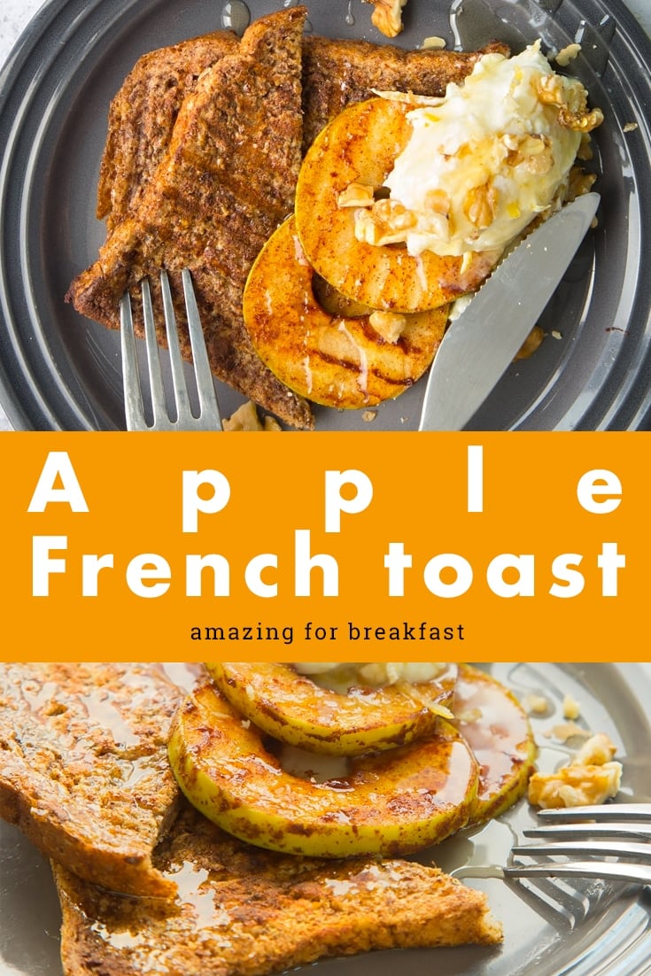 Try this delicious apple french toast recipe for breakfast. Discover more and follow the recipe from A Mummy Too #recipe #breakfast #frenchtoast