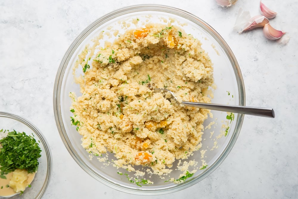 Herby couscous ready to be served with the meal