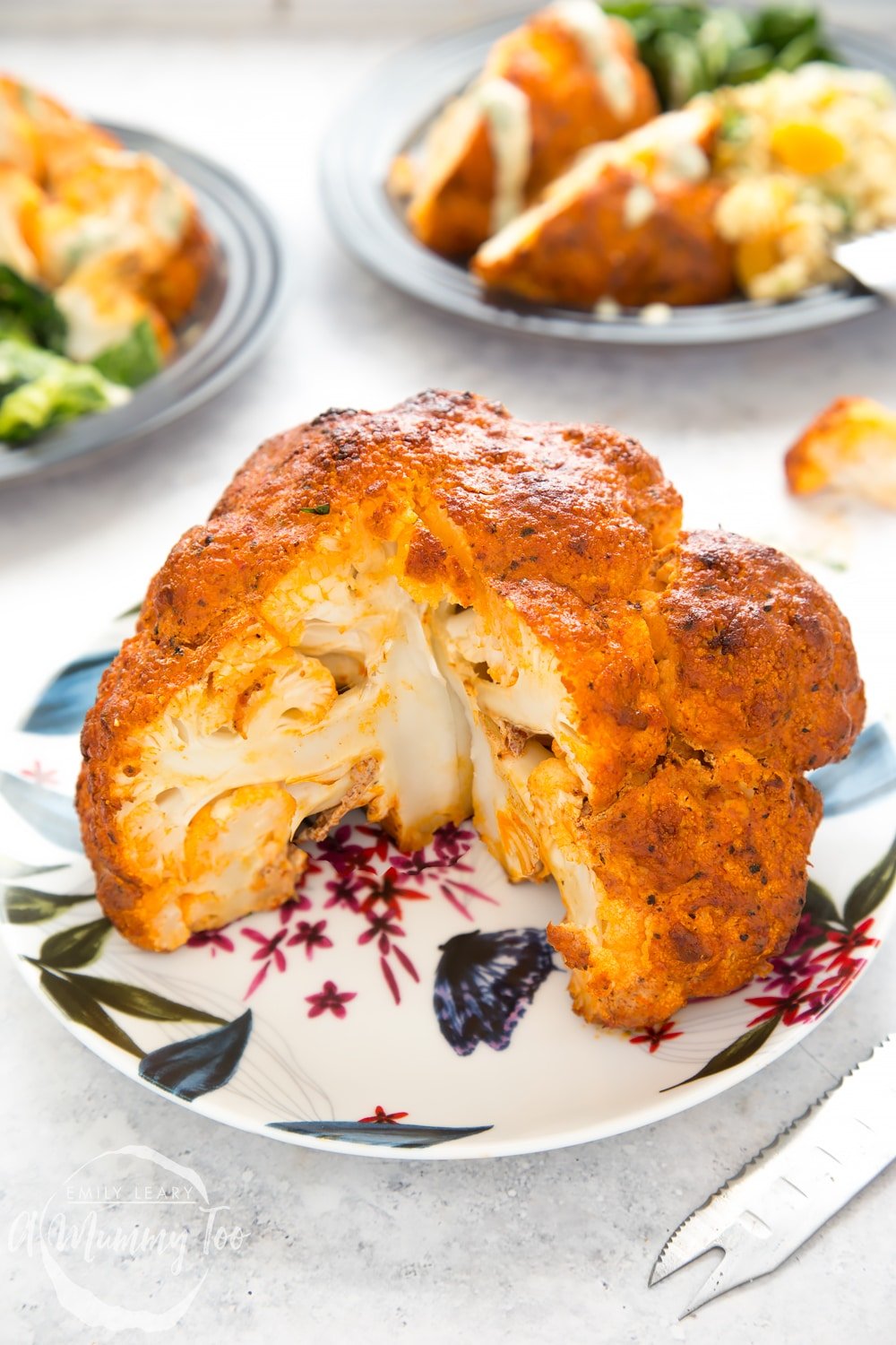 Close up of harissa roasted cauliflower