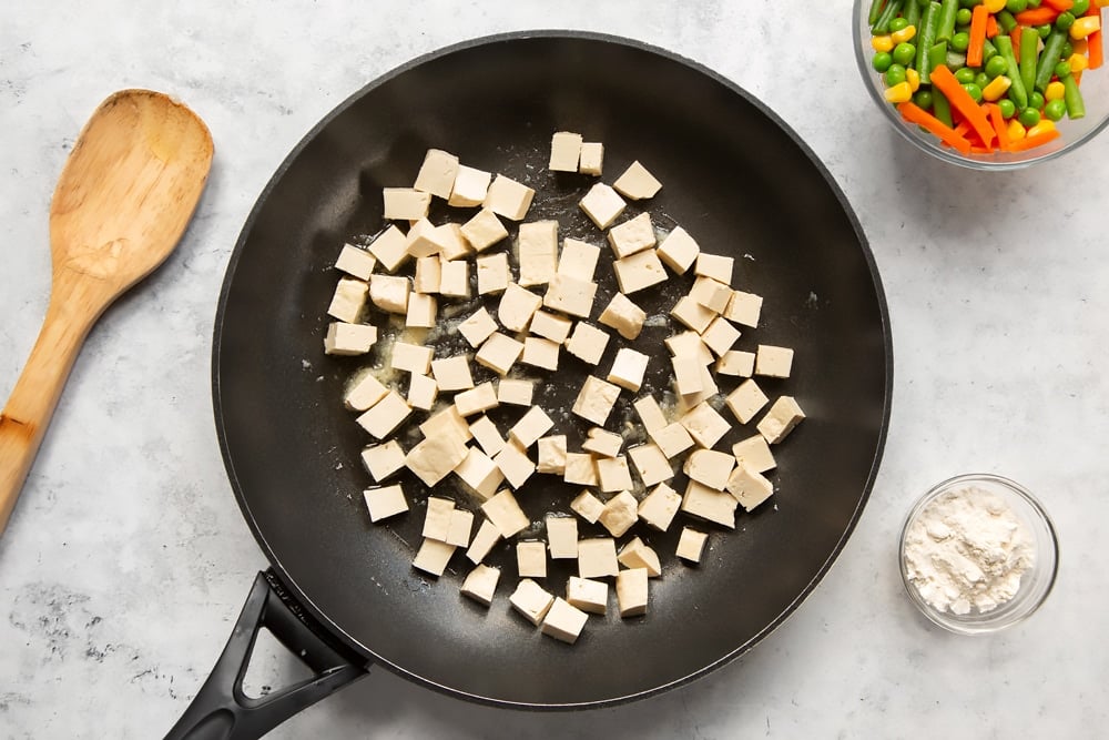 Prepare the tofu in a frying pan