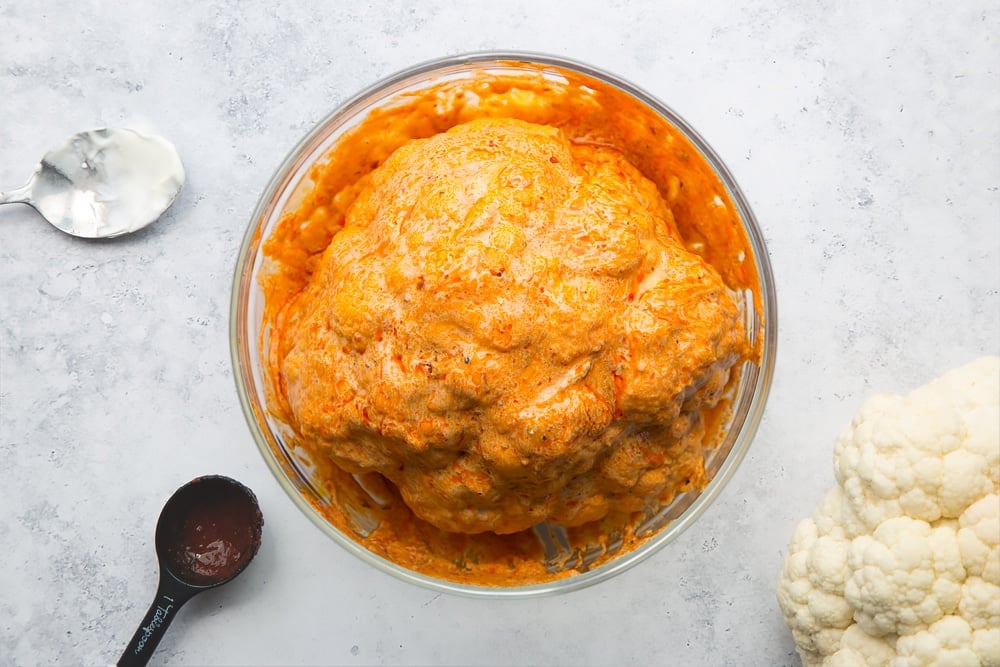 Harissa coated cauliflower