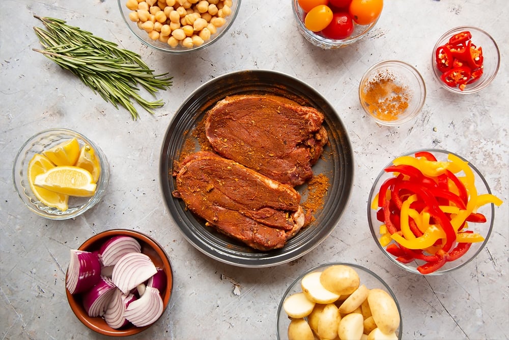 Lamb steaks seasoned with ras el hanout