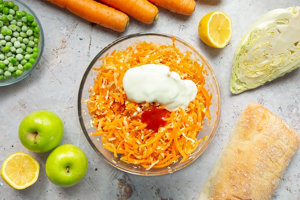 Ingredients to make homemade coleslaw 