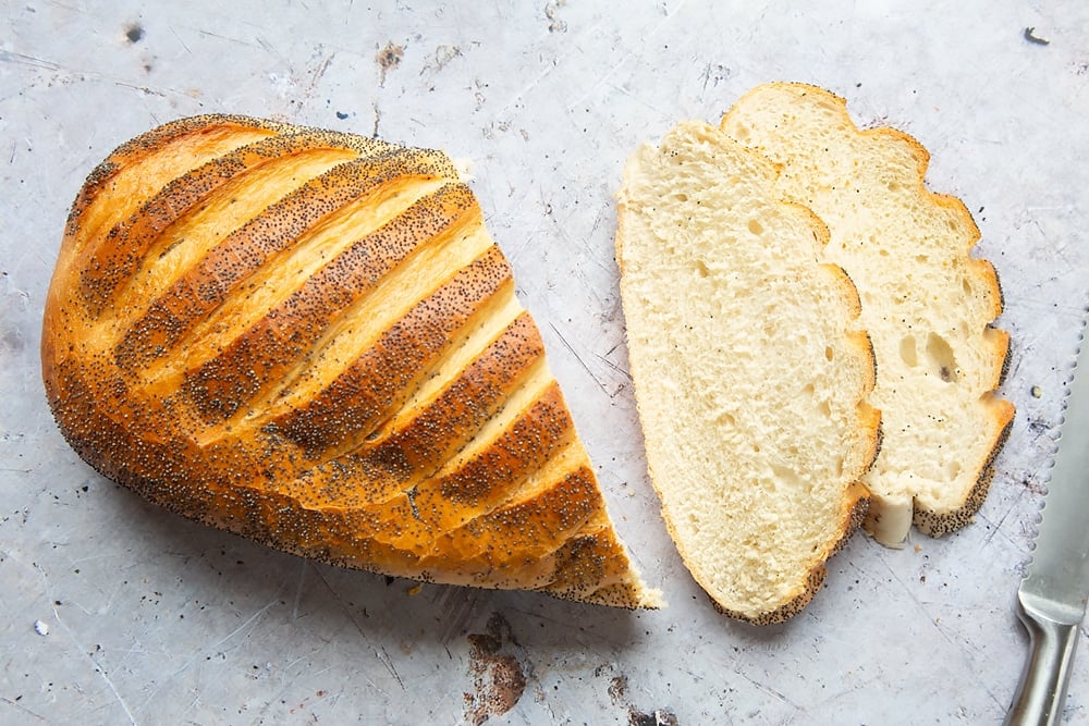 Start with some thick cut slices of bread for the sweet chilli salmon recipe