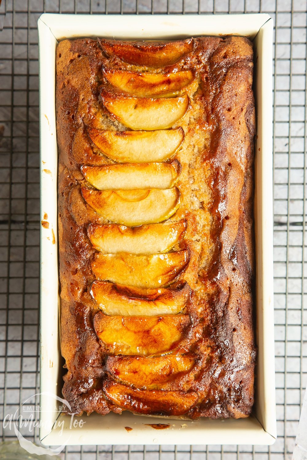 Close up of apple, cinnamon and honey cake