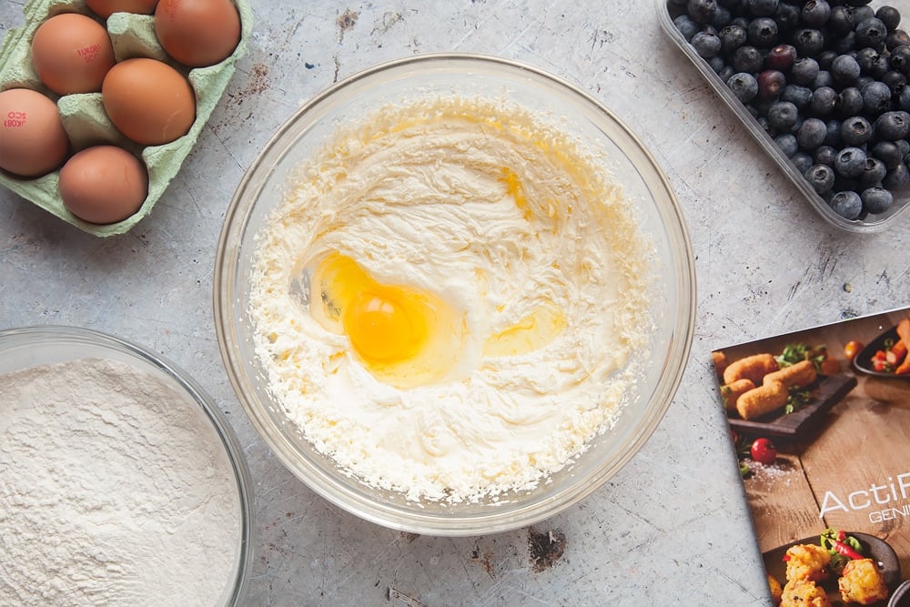 Add eggs to the mixture, one at a time