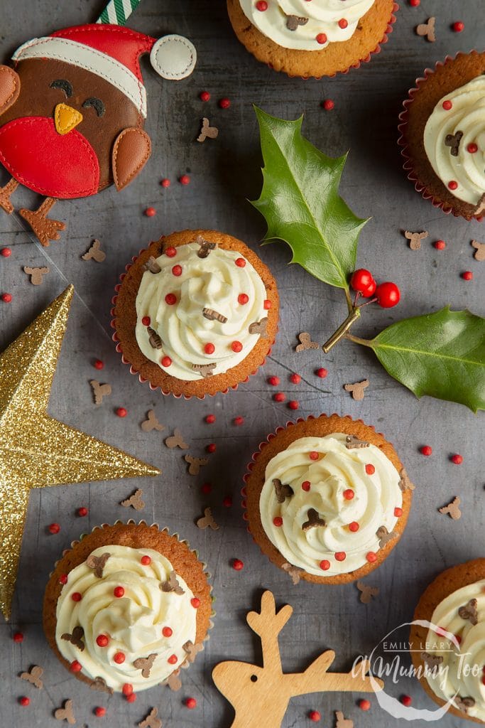 Spiced Christmas Cupcakes with Marzipan Frosting