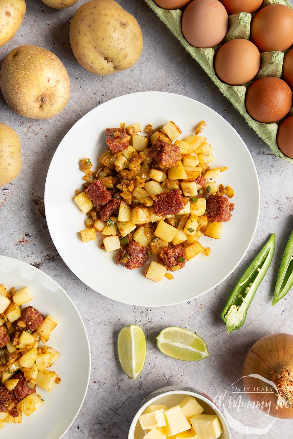 Serve your curried corn beef hash to two plates