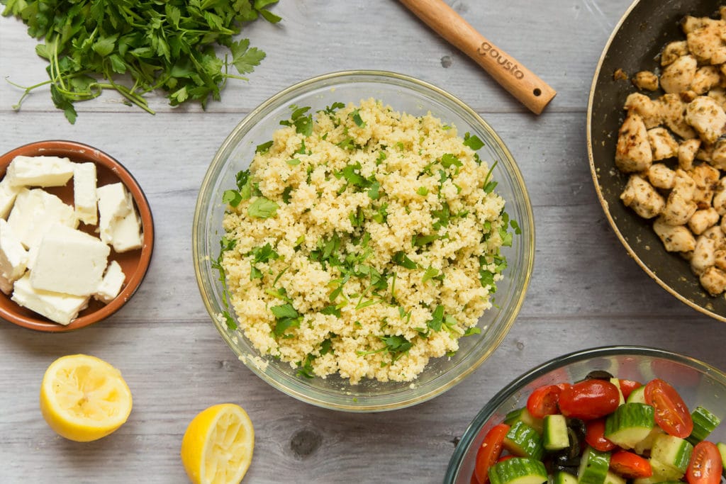 Couscous and parsley mixed together