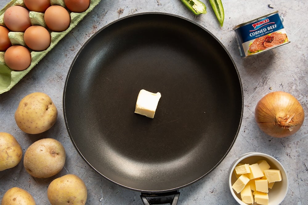 Melting butter in a frying pan