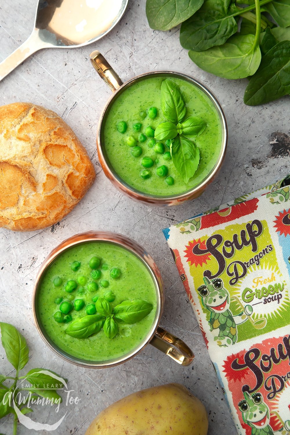 Wonderful fresh green soup, served with crusty bread