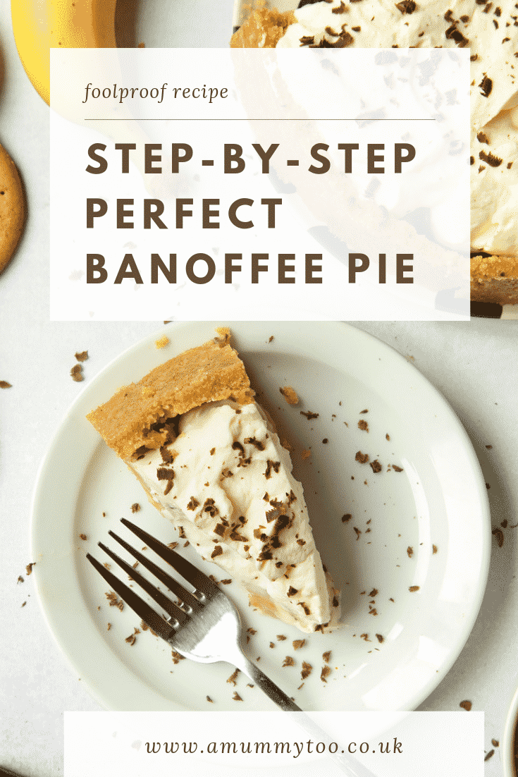 Slice of banoffee pie on a plate with a fork