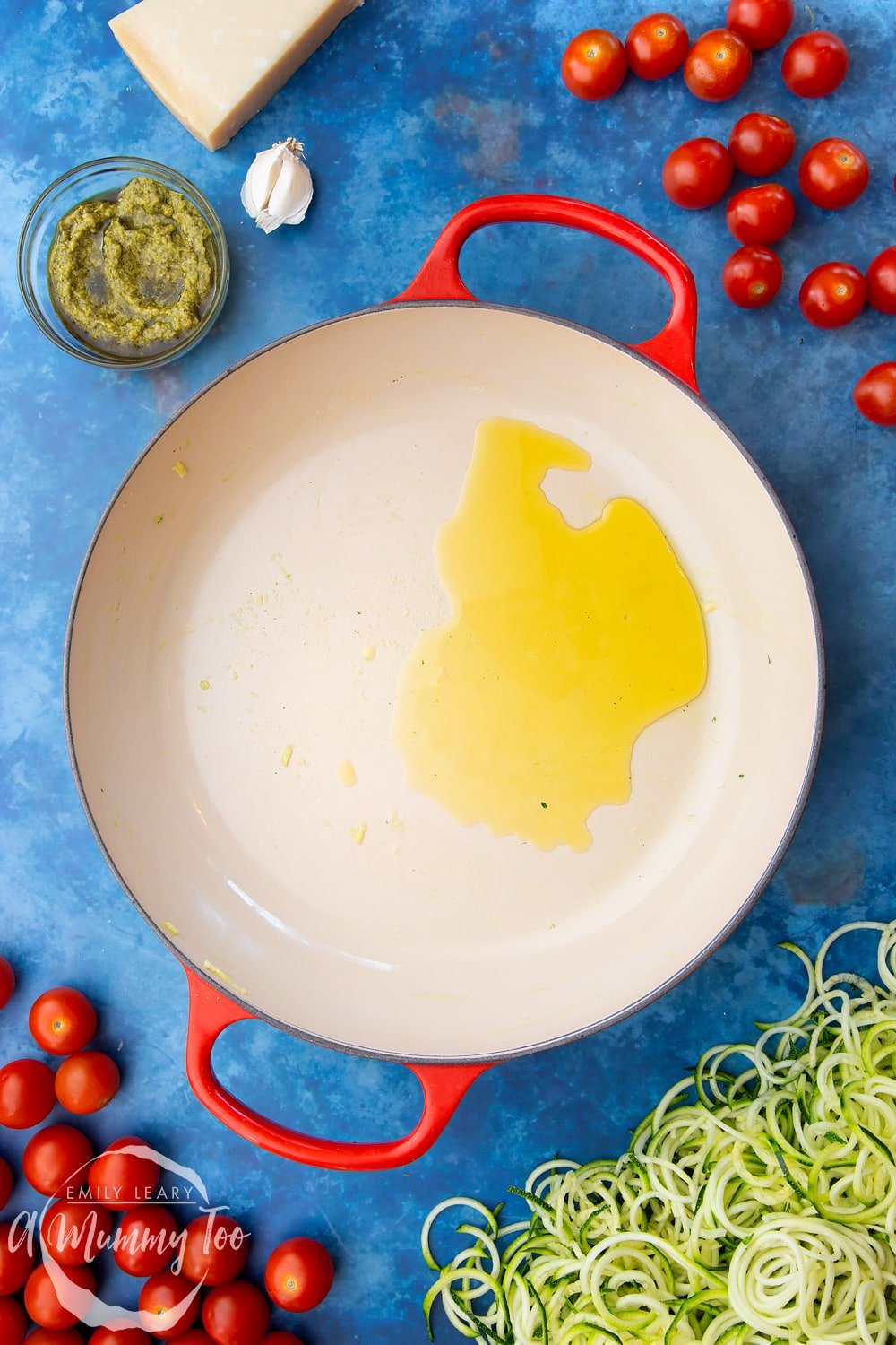 Olive oil in a frying pan