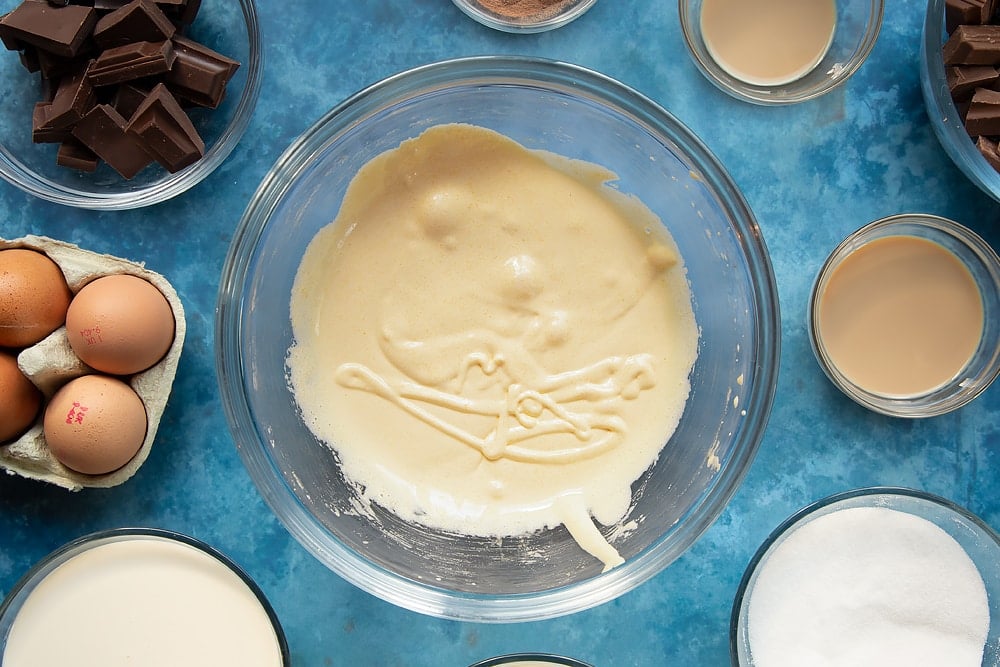 Image of the ingredients having been mixed together ready to create a baileys triple chocolate trifle