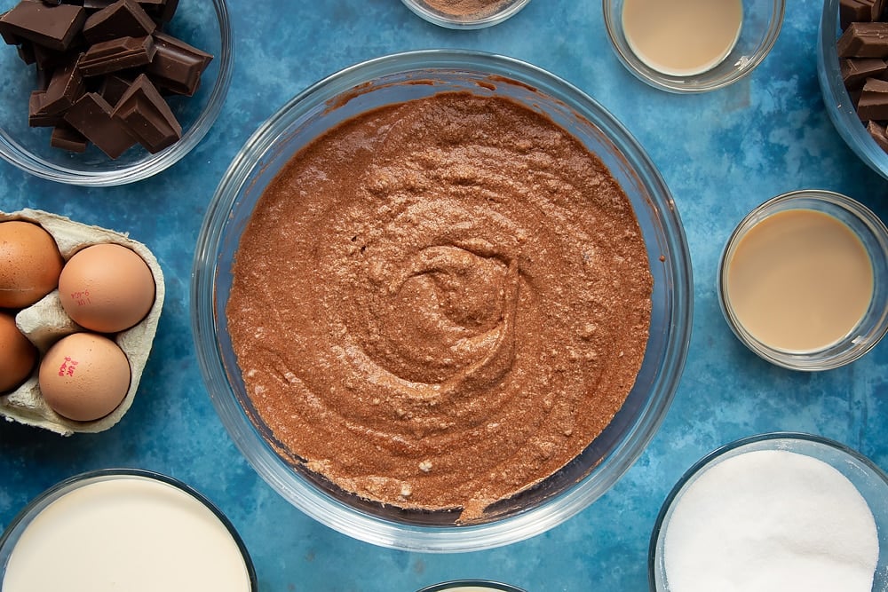 The baileys triple chocolate trifle mixture once the ingredients have been mixed thoroughly. 