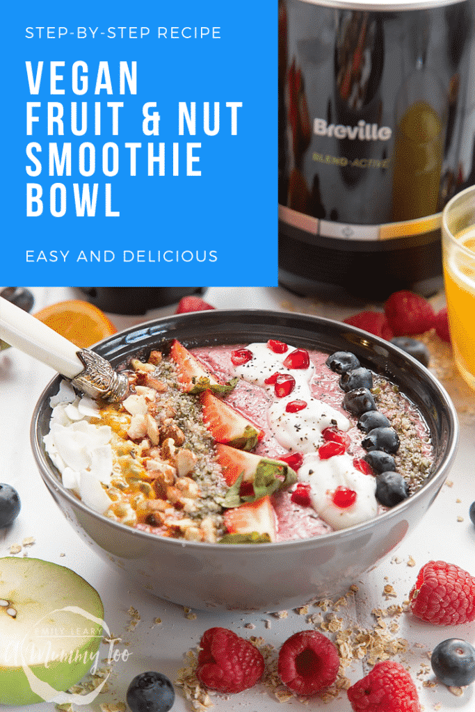 Thick and satisfying vegan fruit and nut smoothie bowl A Mummy Too