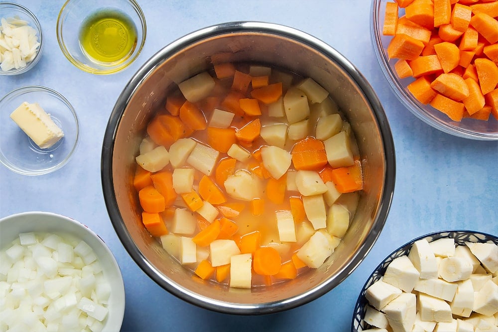 Carrots and parsnips after being slow cooked for between 6 and 8 hours.