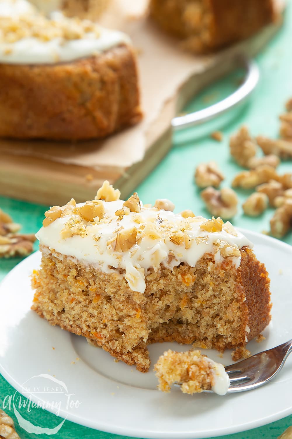 Finished serving of carrot cake tray bake