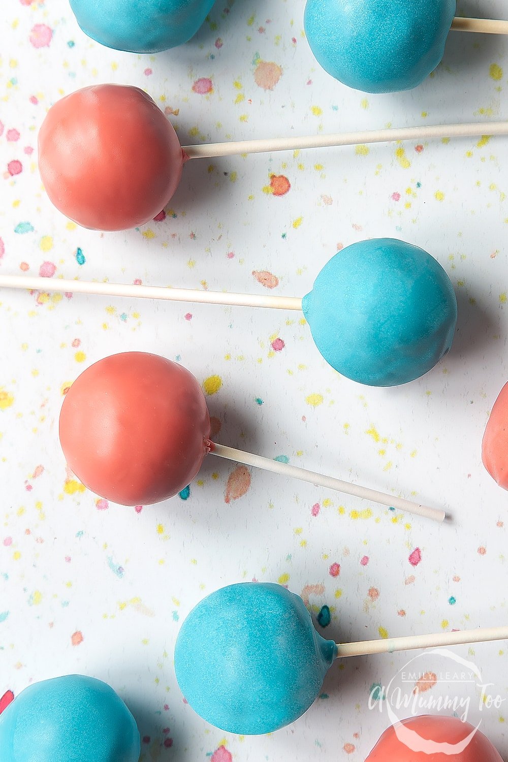 Finished chocolate cake pops ready to be eaten and enjoyed.