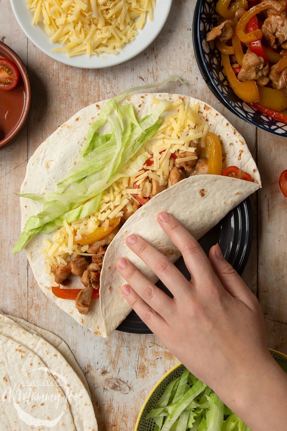 A serving of Mild chicken fajitas for kids