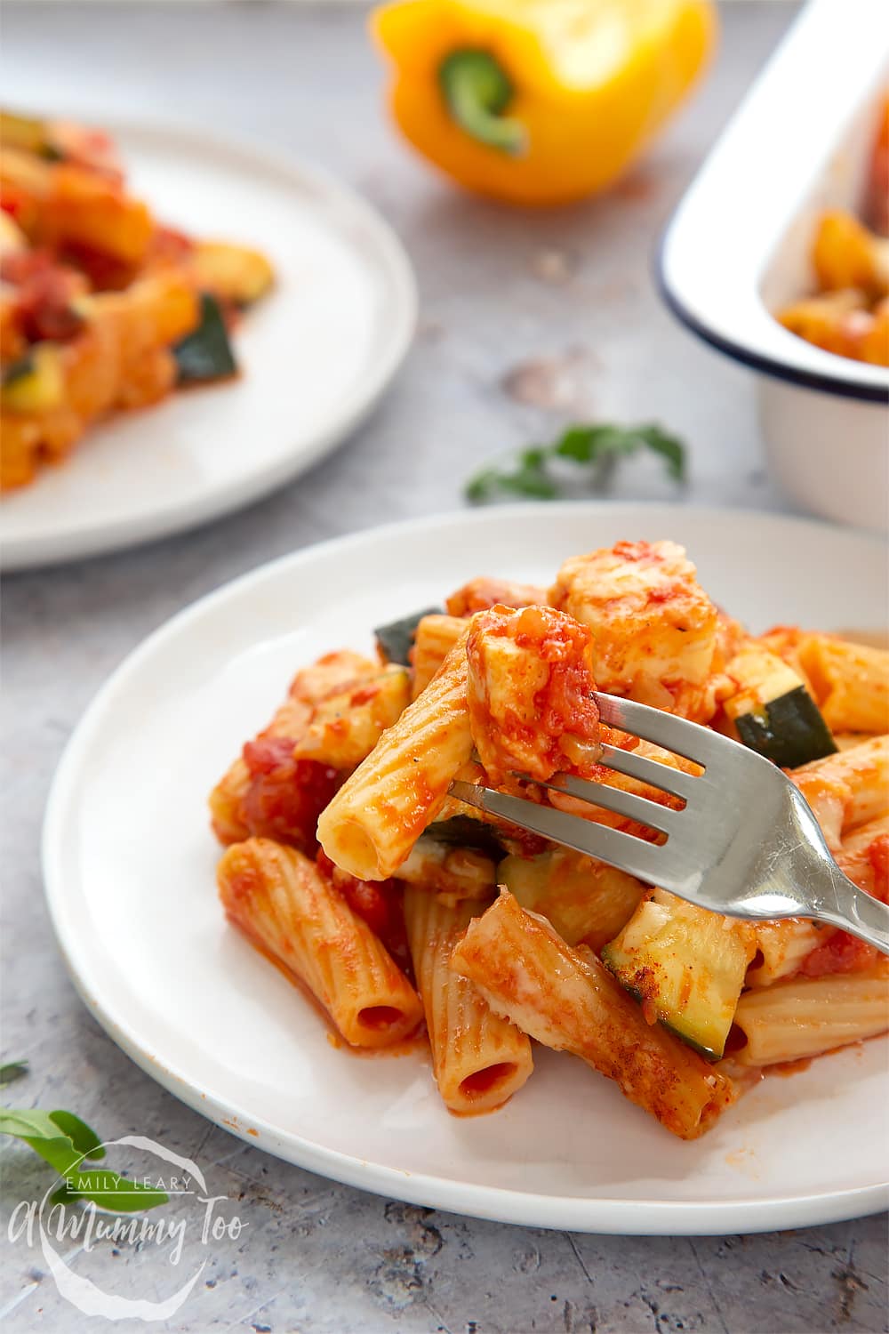 A fork of halloumi pasta bake