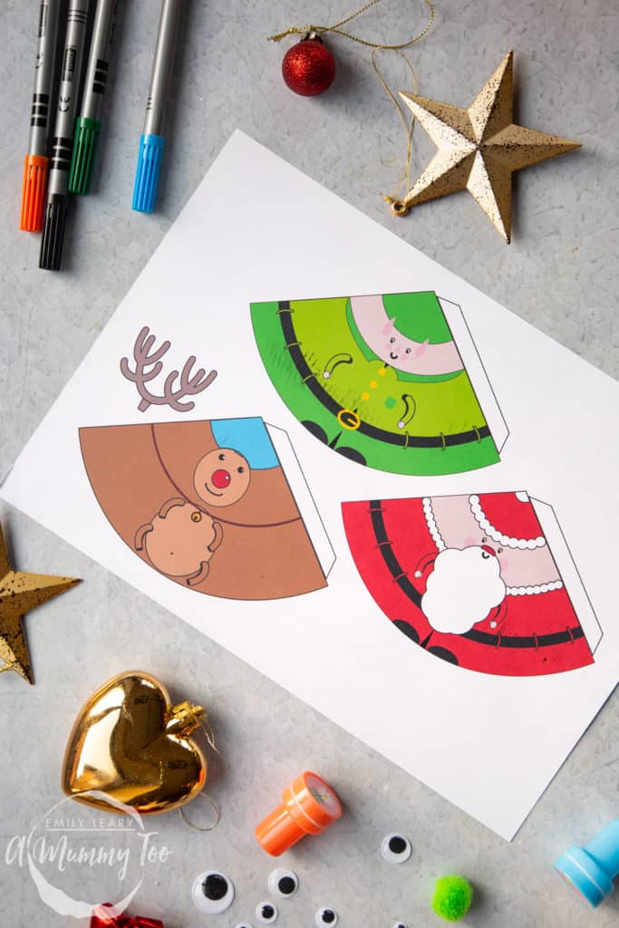 Free Printable 3D Christmas Characters Finger Puppets Tree 