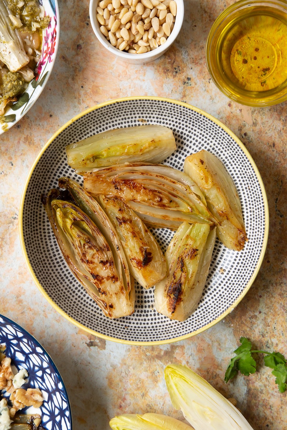 Braised chicory and fennel in a bowl.
