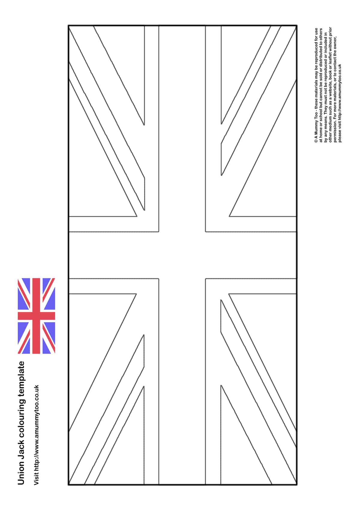 Union Jack colouring in template - A Mummy Too