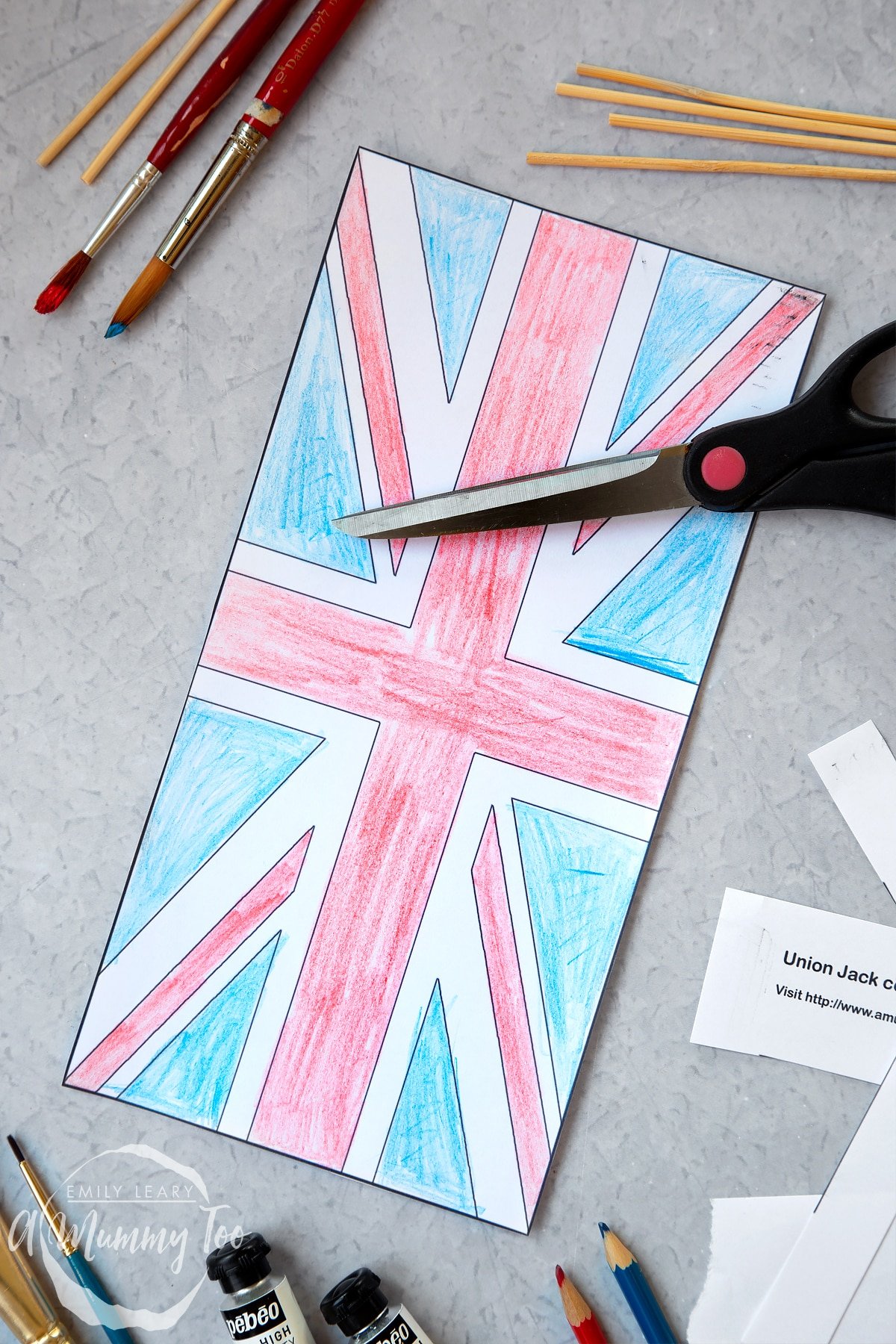 printed and coloured union jack flag and cut out to shape.